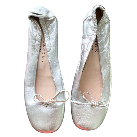 Marc Jacobs Look Ballet Flats Silver Leather Size - 38 - Metallic Leather Ballet - Picture 11 of 13